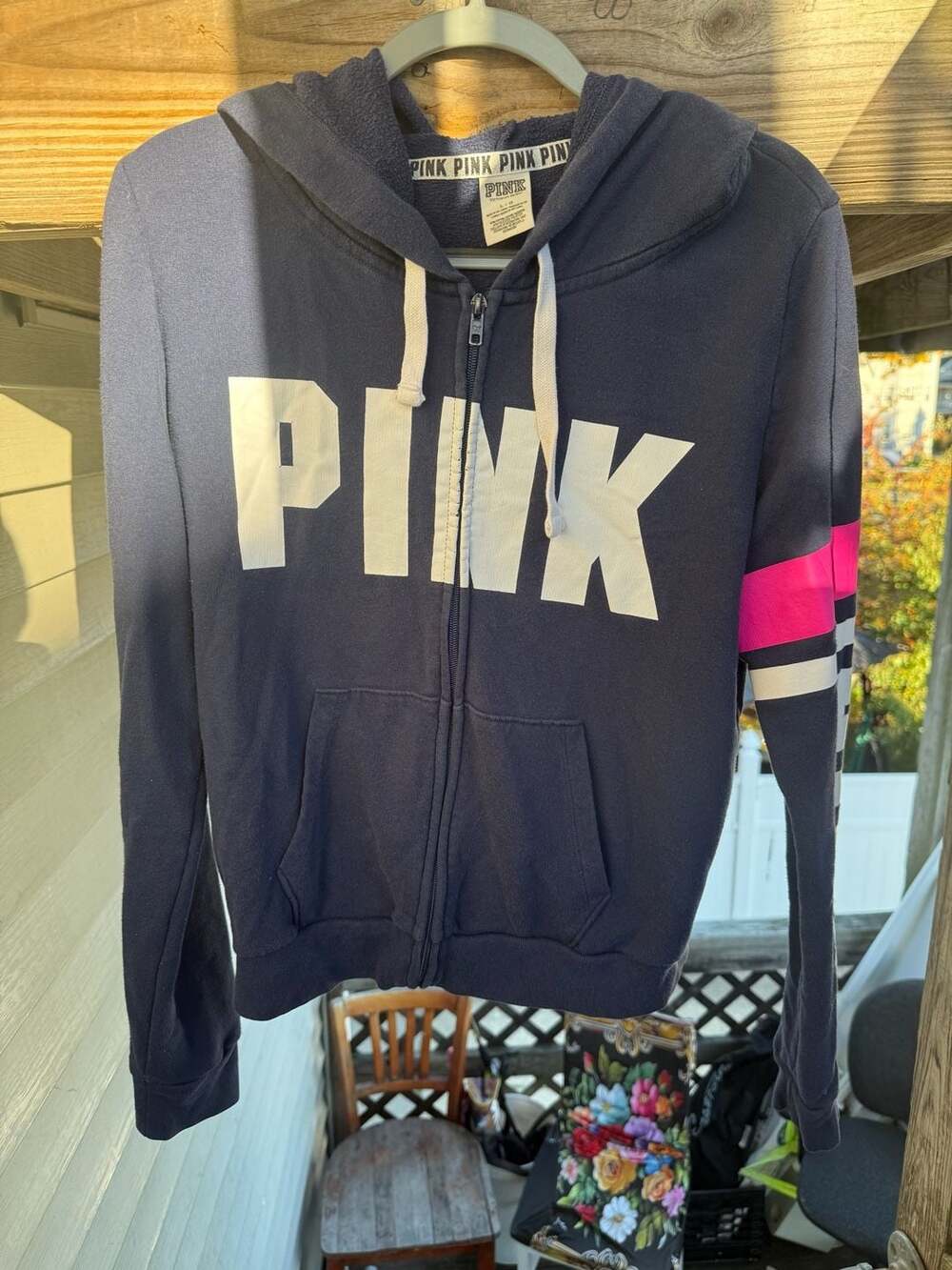 Victoria's Secret Pink Full Zip Hoodie Size L Blue